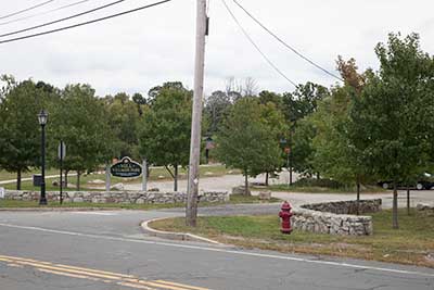 The Entrance to the Parking Lot at Mill Villages Park