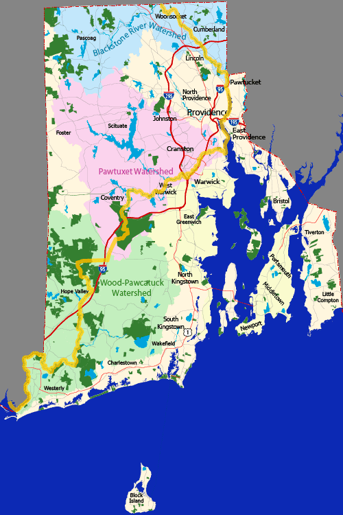 Paddle Across Rhode Island route map