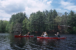 Paddling on Woonasquatucket Reservoir in Smithfield