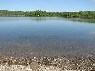 View Across the Pond, with the Boat Ramp in the Foreground