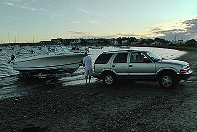 Launching a Boat into Sakonnet Harbor